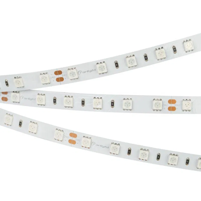Лента светодиодная RT-B60-10mm 24V Red 14.4Вт/м IP20 5060 открыт. (уп.5м) Arlight 008817(2)
