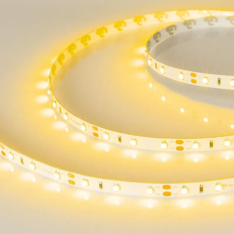 Лента светодиодная RT-A60-8mm 12V Yellow 4.8Вт/м IP20 2835 открыт. (уп.5м) Arlight 010521(2)