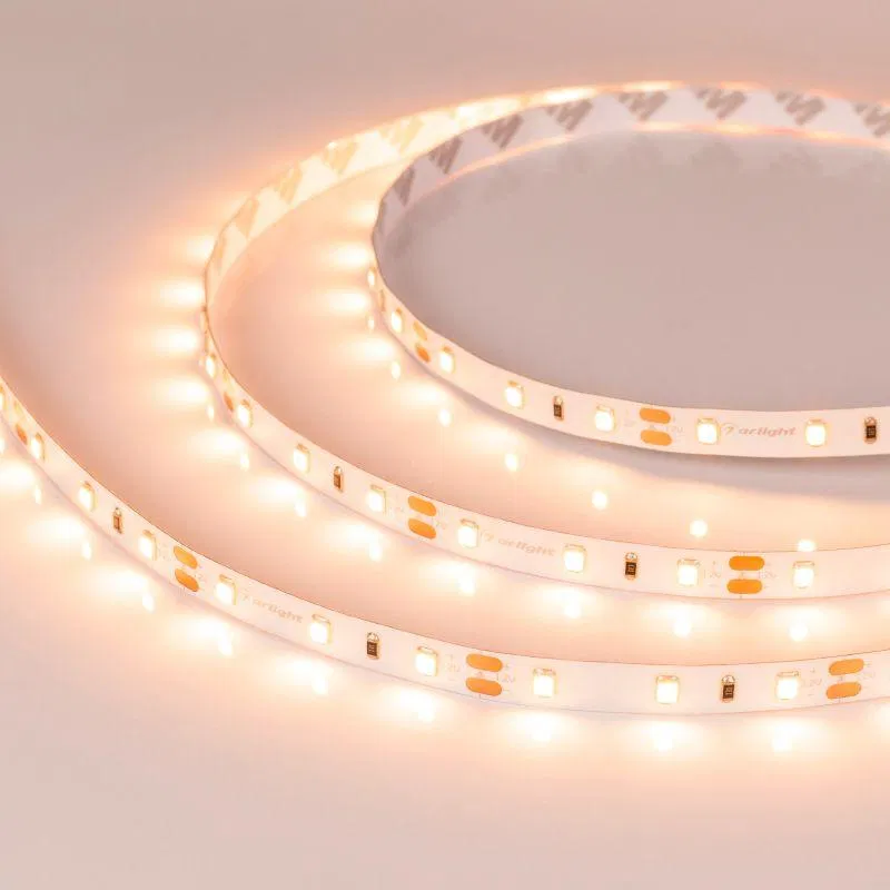 Лента светодиодная RT-A60-8mm 12V Warm 2400К 4.8Вт/м IP20 2835 (уп.5м) Arlight 018088(2)