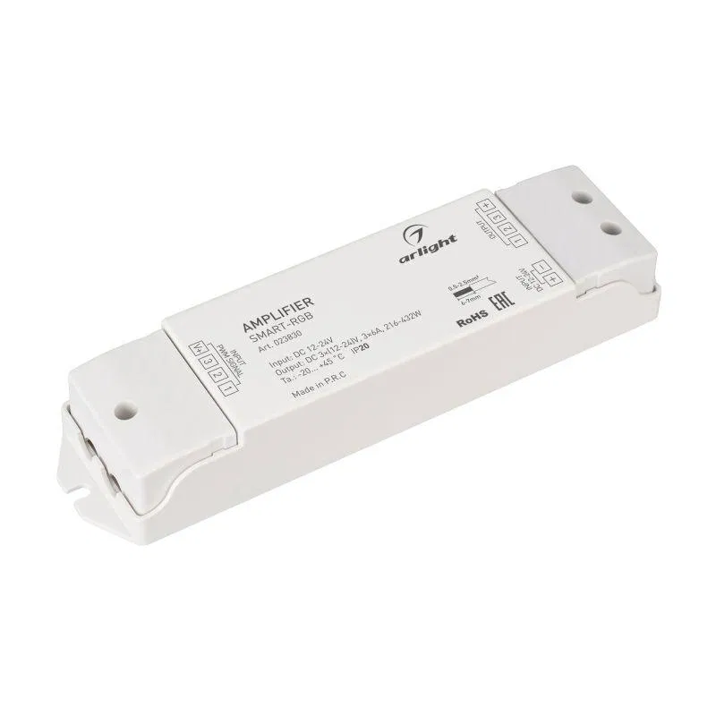 Усилитель SMART-RGB (12-24В 3х6А) (IP20 пластик) Arlight 023830