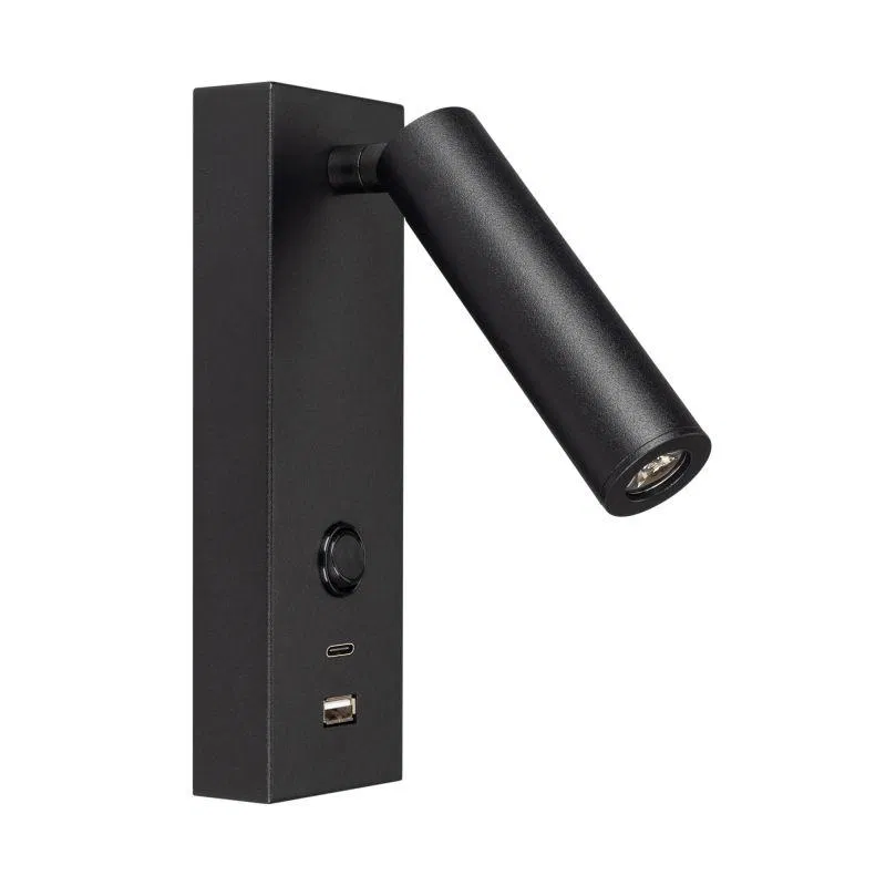 Светильник светодиодный SP-BED-CHARGE-S60x125-3W Warm3000 (BK 20 deg 230В USB-A USB-C) IP20 металл Arlight 029629(1)