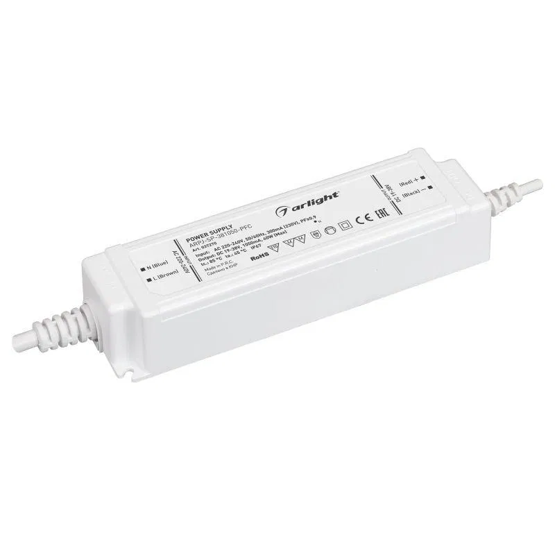 Блок питания ARPJ-SP-381050-PFC 40Вт 19-38В 1.05А IP67 пластик Arlight 037270