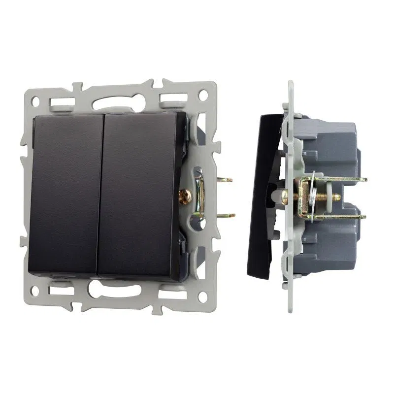 Механизм выключателя двухклавишный непроходной SWT-MK02-PL-BK (250В 16А) Arlight 043725