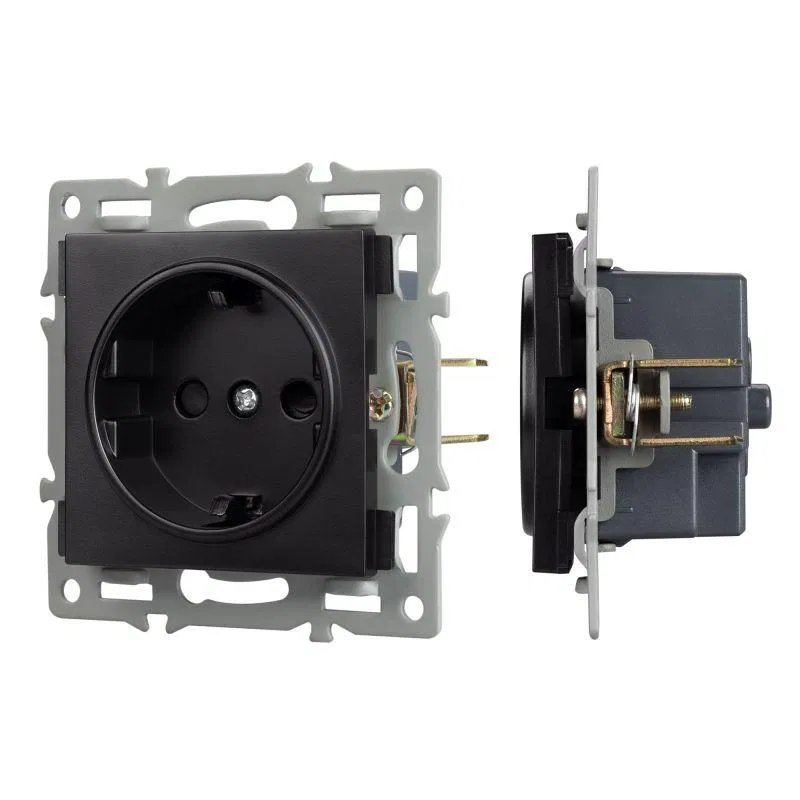 Механизм электрической розетки SCT-MEU1-PL-BK (250В 16А) Arlight 043731