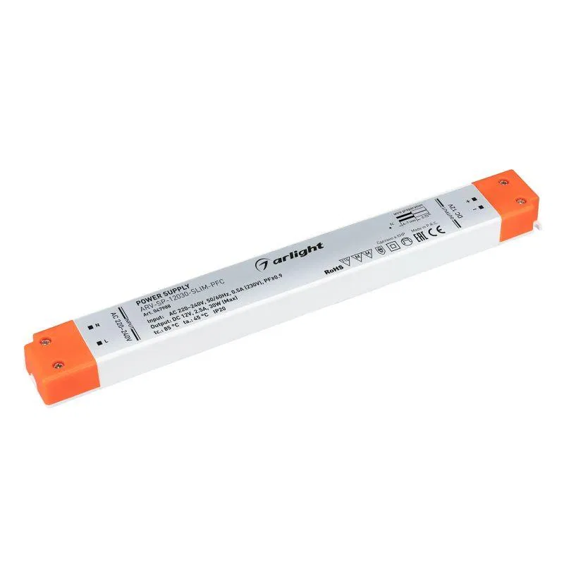 Блок питания ARV-SP-12030-SLIM-PFC (12В 2.5А 30Вт) IP20 пластик Arlight 047988