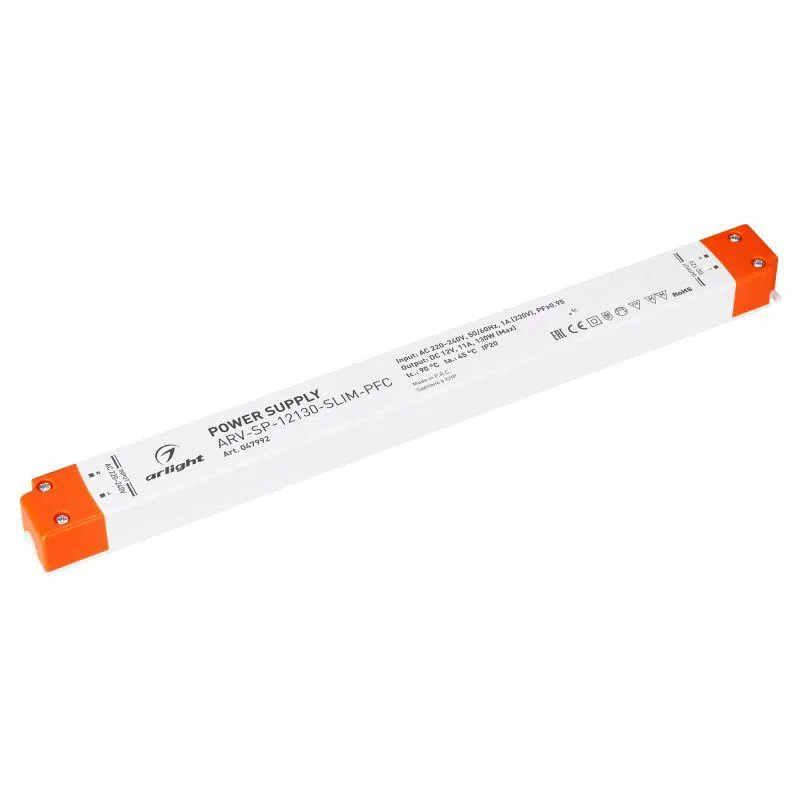 Блок питания ARV-SP-12130-SLIM-PFC (12В 11А 130Вт) IP20 пластик Arlight 047992