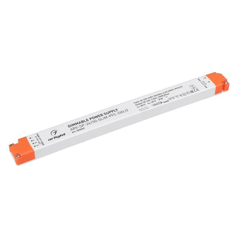 Блок питания ARV-SP-24150-SLIM-PFC-DALI2 (24В 6.25А 150Вт) IP20 пластик Arlight 050559