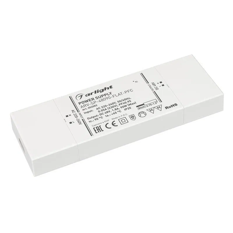 Блок питания ARV-SP-48090-FLAT-PFC 48В 1.8А 90Вт IP20 пластик Arlight 052082