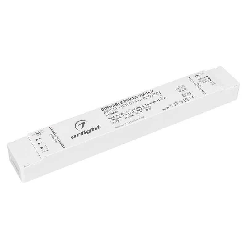 Блок питания ARV-SP-12150-PFC-TUYA-CCT 12В 12.5А 150Вт WiFi 2.4G IP20 пластик Arlight 052988