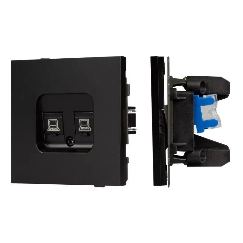 Розетка компьютерная 2-м SCT-TENDO-MPC2-PL-BK RJ45 кат.6 механизм Arlight 054101