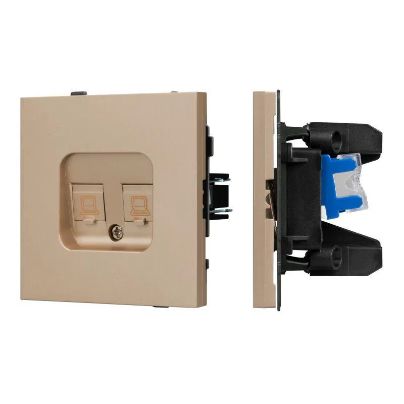 Розетка компьютерная 2-м SCT-TENDO-MPC2-PL-GD RJ45 кат.6 механизм Arlight 054103
