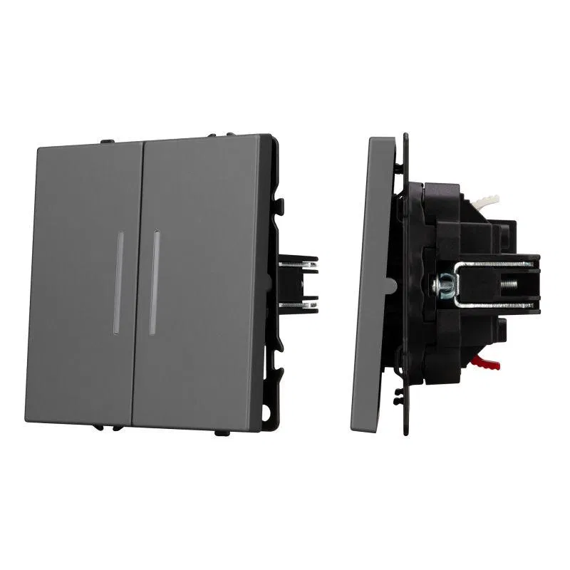 Выключатель непроходной 2-кл. LED SWT-NOBE-MK02-SFPL-L-GR 10А 230В механизм Arlight 054266