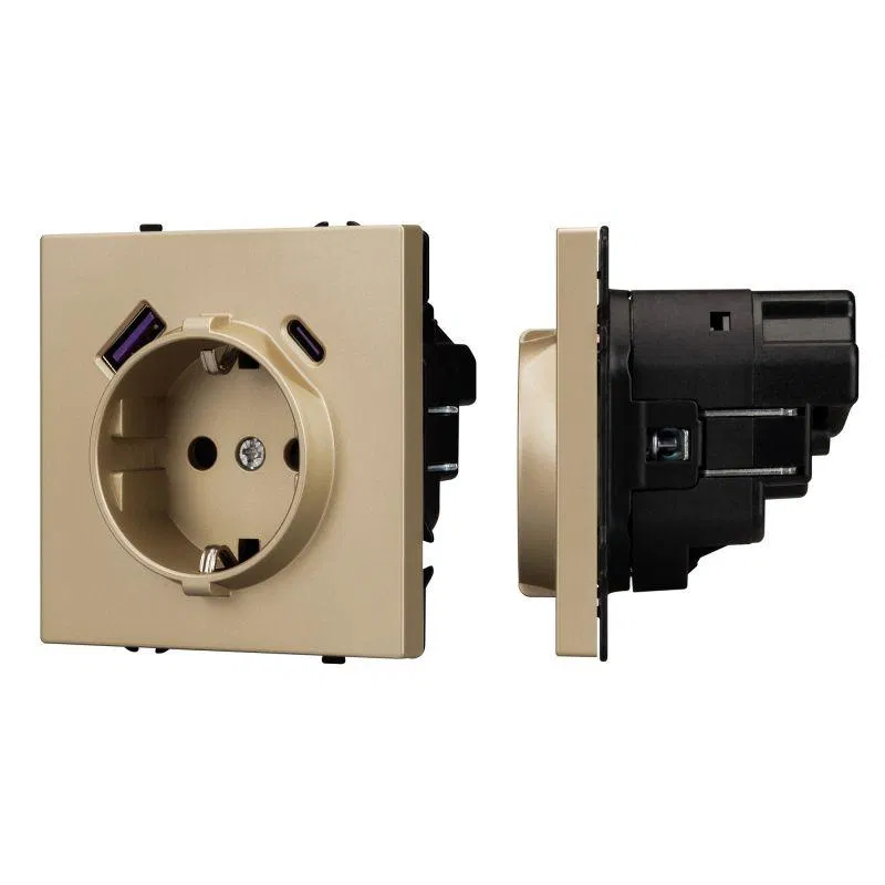 Розетка 3-м СП SCT-NOBE-MUAC-SFPL-GD 16А IP20 230В с USB зарядкой механизм Arlight 054286