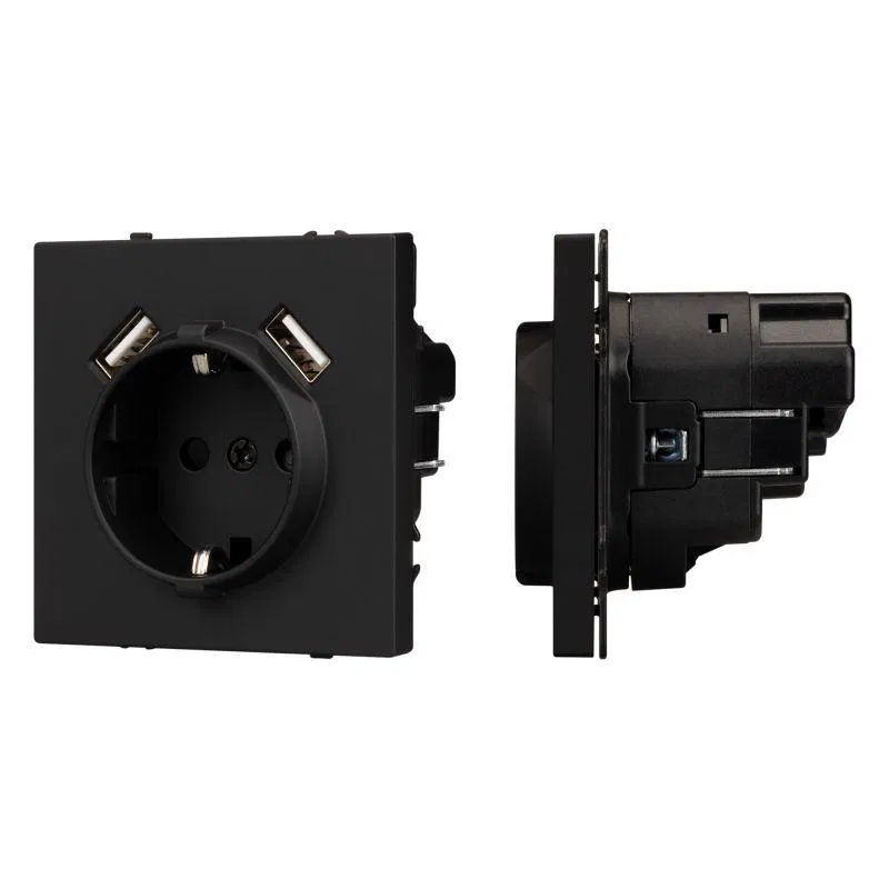 Розетка 1-м СП SCT-NOBE-MUAA-SFPL-BK 16А IP20 230В с USB зарядкой механизм Arlight 054289