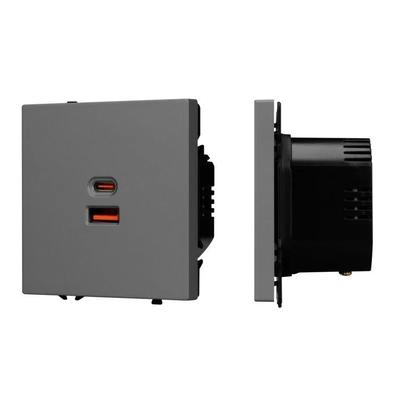 Розетка СП SCT-NOBE-MUAC-SFPL-FC-GR 65Вт QC3 с быстрой USB зарядкой механизм Arlight 054319
