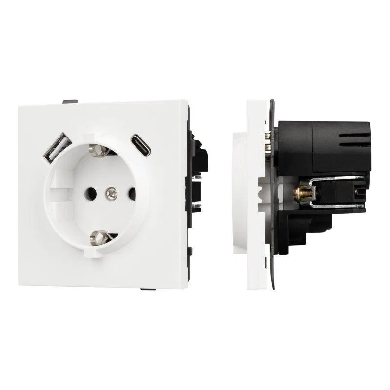 Розетка 1-м СП SCT-TENDO-MUAC-SFPL-WH 16А IP20 230В с USB зарядкой механизм Arlight 054610