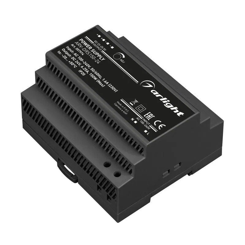 Блок питания ARV-DRS-150-24 24В 6.25А 150Вт IP20 DIN-рейка Arlight 057074