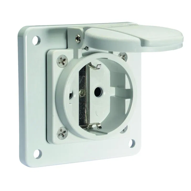 Розетка встраиваемая Schuko 16А 3п 250В IP54 фланец 75х75 Quick Connect сер. Bals 71109