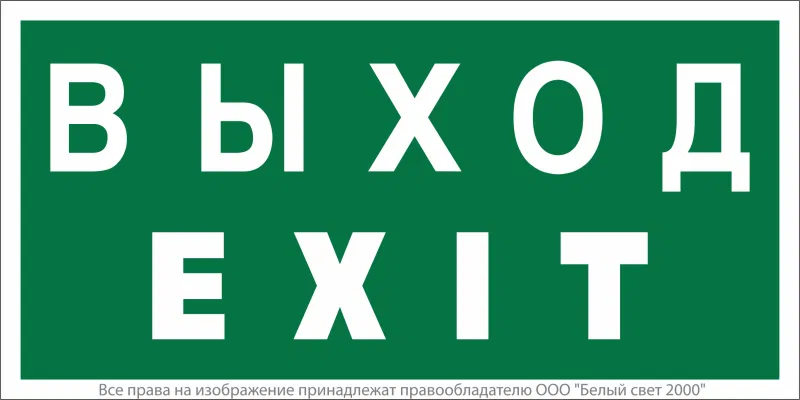 Знак безопасности NPU-1510.E24 "Выход-EXIT" Белый свет a10881