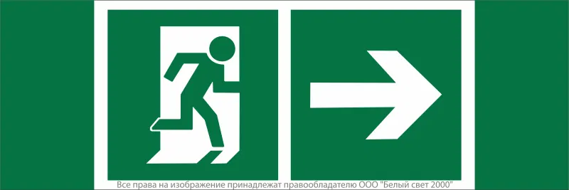 Знак безопасности NPU-3413.E35"Напр. к эвакуационному выходу направо" Белый свет a18160