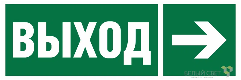 Знак безопасности NPU-3413.E30 "Направление к эвакуационному выходу направо" Белый свет a19917