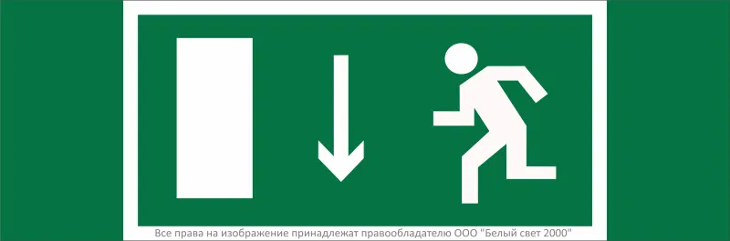 Знак безопасности NPU-3311.E10 "Указатель двери эвакуационного выхода (лев.)" Белый свет a32673