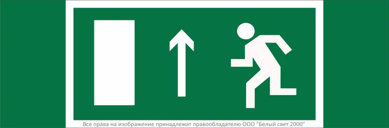 Знак безопасности NPU-3311.E12 "Направление к эвакуационному выходу прямо (лев.)" Белый свет a32675
