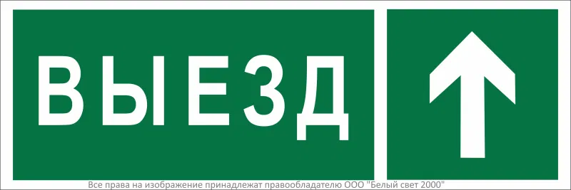 Знак безопасности BL-3511B.N06 "Направление к воротам выезда прямо" Белый свет a36501