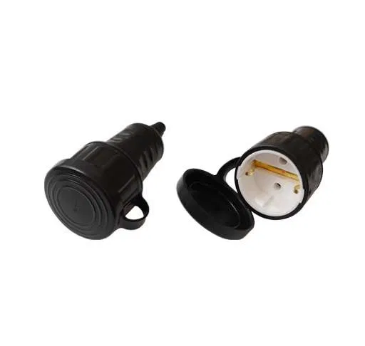 Розетка 16А IP44 250В с заземл. каучук черн. Bylectrica Р16-361