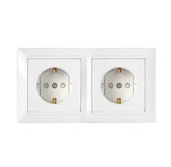 Розетка 2-м СП 16А IP20 с заземл. защ. шторки бел. Bylectrica РС16-358