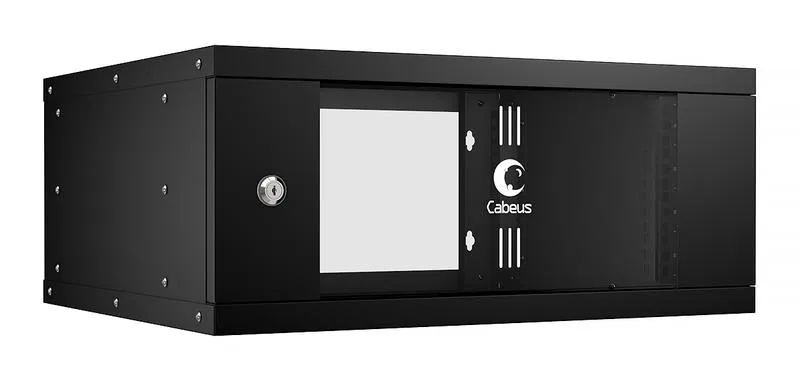 Шкаф телекоммуникационный настенный разборный LIGHT WSC-05D-4U55/45-BK 19дюйм 4U дверь стекло черн. Cabeus 10184c