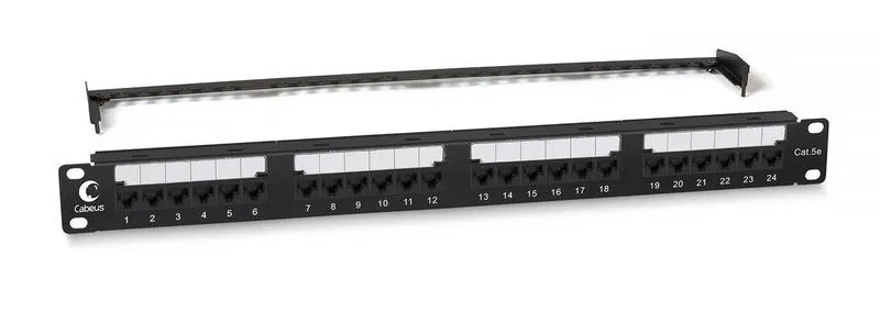 Патч-панель 19дюйм 1U 24 порта RJ45 кат.5E Dual IDC PL2-24-Cat.5e-Dual IDC с задн. кабельн. организатором new Cabeus 10588c