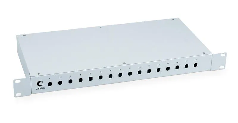 Кросс бокс оптический FO-19-16ST 19дюйм на 16 ST(FC) со сплайс-кассетой и КДЗС Cabeus 7036с 7036c