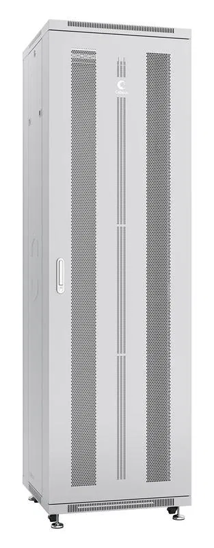 Шкаф монтажный телекоммуникационный напольн. ND-05C-42U60/60 19дюйм 42U 600х600х2055мм для распределит. и серверн. оборудования; передн. и задн. перфорир. двери ручка с замком RAL 7035 сер. Cabeus 7227c