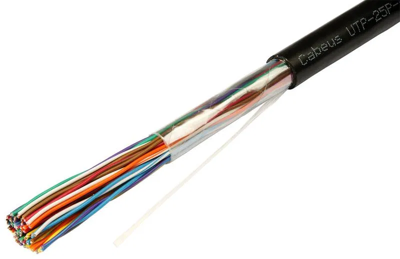 Кабель витая пара UTP (U/UTP) кат.3 25 пар 24 AWG ОЖ solid для внешн. прокладки UV PE Cabeus 7280c