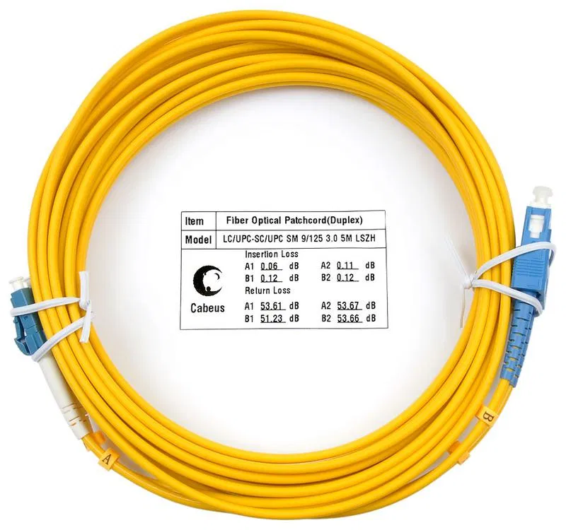 Шнур оптический FOP(d)-9-LC-SC-5м duplex LC-SC 9/125см 5м LSZH Cabeus 7355c