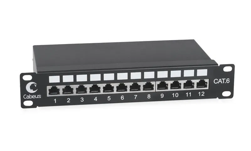 Патч-панель 10дюйм установ. размер 236мм 12 портов RJ45 полностью экранир. кат.6 Dual IDC Cabeus 7953c