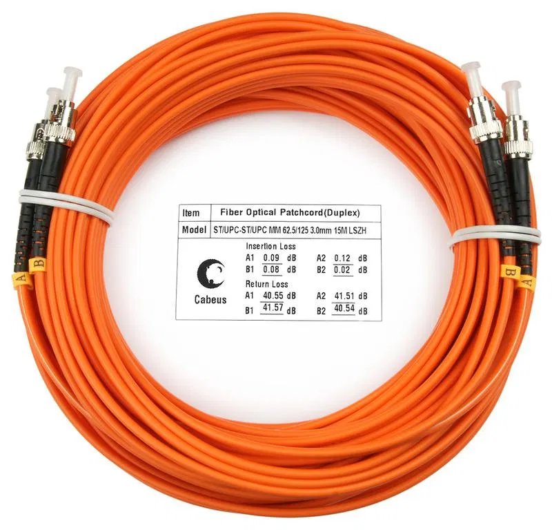 Шнур оптический duplex ST-ST 62.5/125мм 20м LSZH FOP-62-ST-ST-20m Cabeus 8446c
