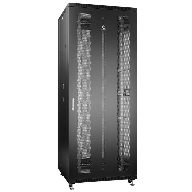 Шкаф телекоммуникационный ND-05C-42U80/100-BK 19дюйм 42U 800х1000х2055 передн. и задн. перфорир. двери ручка с замком черн. Cabeus 8536c