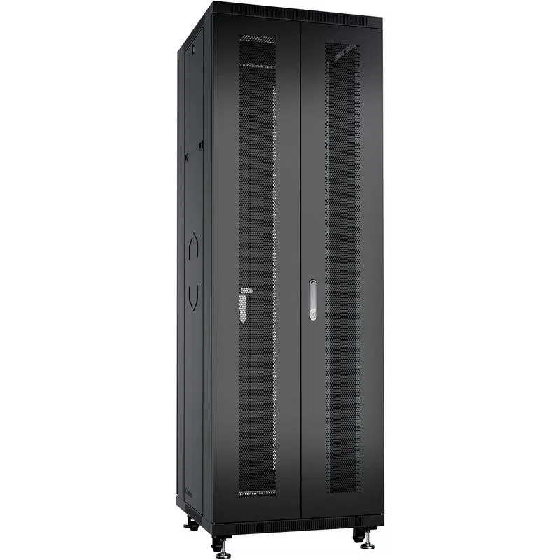 Шкаф монтажный телекоммуникационный напольн. ND-05C-42U60/120-BK 19дюйм 42U 600х1200х2055мм для распределит. и серверн. оборудования; передн. и задн. двойн. перфорир. двери ручки с замком RAL 9004 черн. Cabeus 9751c
