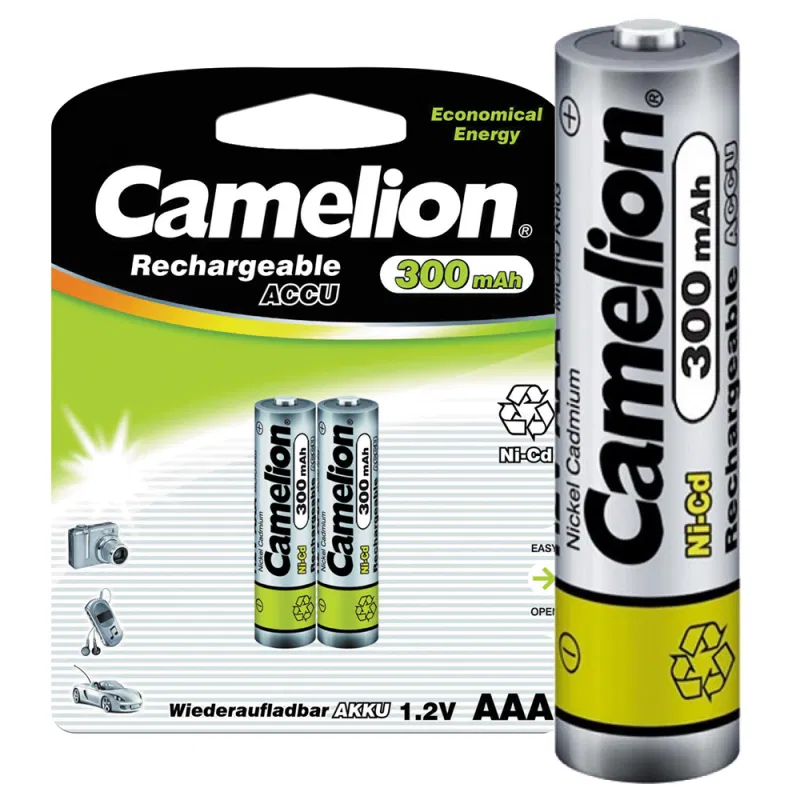 Аккумулятор AAA/R03 300мА.ч NI-CD BL-2 металлик (блист.2шт) Camelion 3144