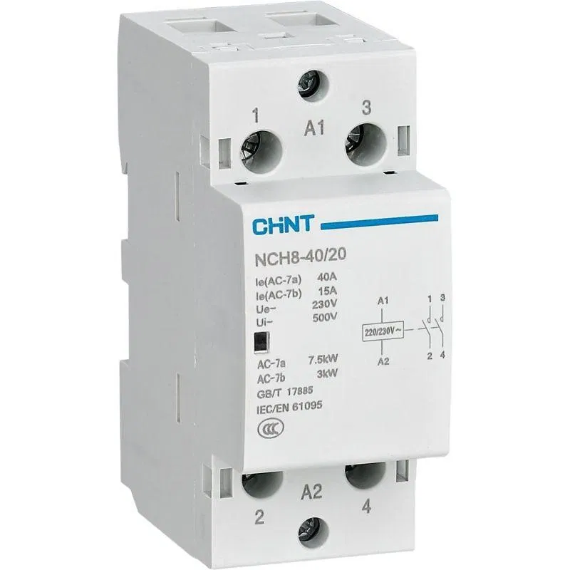 Контактор модульный NCH8-40/02 40А 2п (2НЗ) кат. 220/230В AC 50Гц (R) CHINT 256209