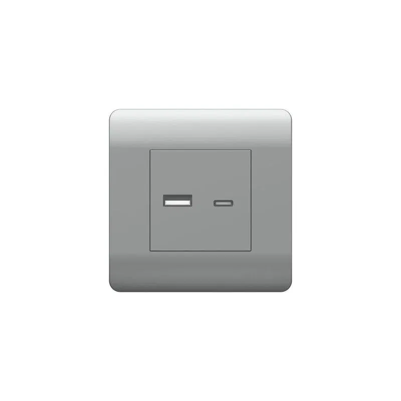 Розетка USB NEW3-E тип A+C 5В/2.1А серебр. CHINT 431451