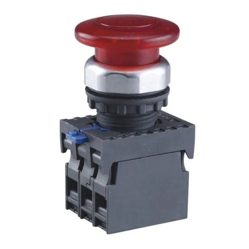 Кнопка управления "Грибок" d40мм NP8-11MD/14 1НО+1НЗ IP65 AC110-230В с самовозвратом с подсветкой красн. (R) CHINT 667598