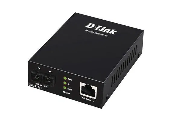 Медиаконвертер DMC-F15SC/B1A (100BASE-TX по витой паре в 100BASE-FX по одномодовому волокну (15км SC) D-link 1243223