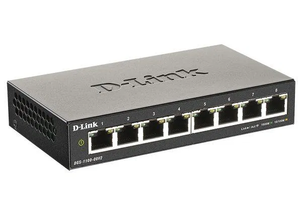 Коммутатор настраиваемый L2 DGS-1100-08V2/A1A с 8 портами 10/100/1000Base-T D-Link 1822943