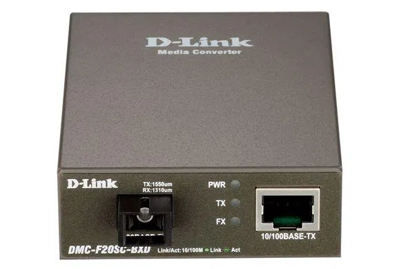 Медиаконвертер DMC-G20SC-BXD/A1A WDM (1 порт 100/1000Base-T + 1 порт 1000Base-LX; разъем SC (Tx: 1550мкм; Rx: 1310мкм) для одномод. оптич. кабеля (до 20км) D-Link 1824152