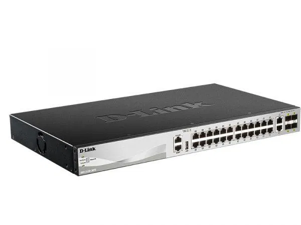 Коммутатор управляемый стекируемый L3 DGS-3130-30TS/B1A с 24 портами 10/100/1000Base-T 2 портами 10GBase-T и 4 портами 10GBase-X SFP+ D-Link 1844078