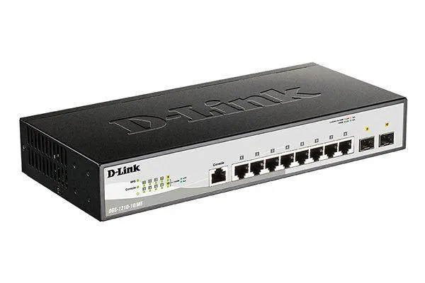 Коммутатор L2 DGS-1210-10/ME/B2A (8 портов 10/100/1000Base-T и 2 порта 1000Base-X SFP) D-link 1855645