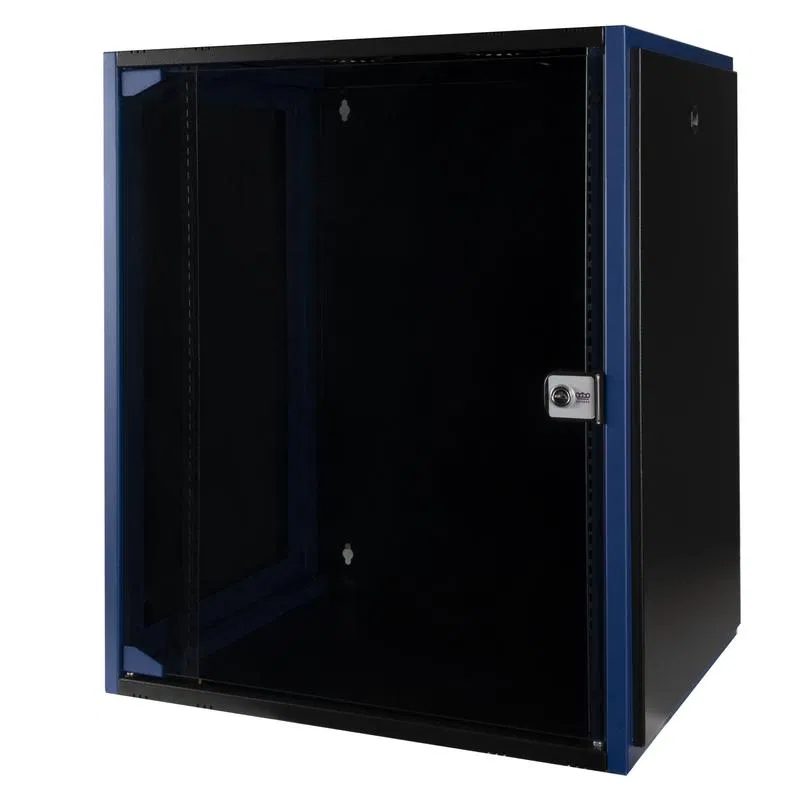 Шкаф настенный 19дюйм 15U 600х450 дв. стекл. черн. Datarex DR-600311